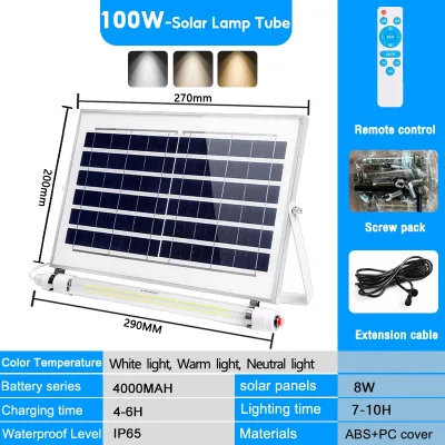 Lampu Solar light outdoor lighting Solar LED Tube 300W Solar Light Outdoor Waterproof IP67 Solar LED Light