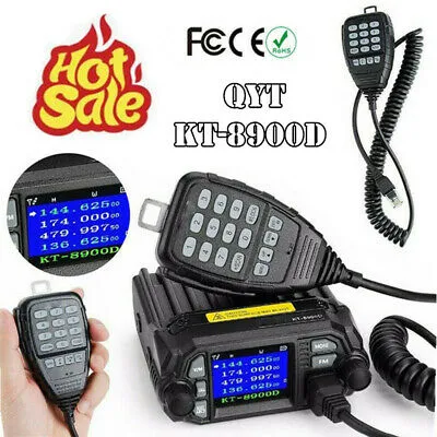 QYT KT-8900D Dual Band Quad Standby 25W VHF UHF Car Ham Mobile Radio Transceiver