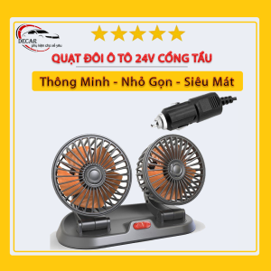 Quạt đôi 24V cao cấp để trên ô tô quạt gió nhỏ gọn tiện lợi cực mát 3 chế độ đầu tẩu usb xoay 360 độ siêu mạnh dùng cho oto xe hơi xe tảivăn phòngbàn học