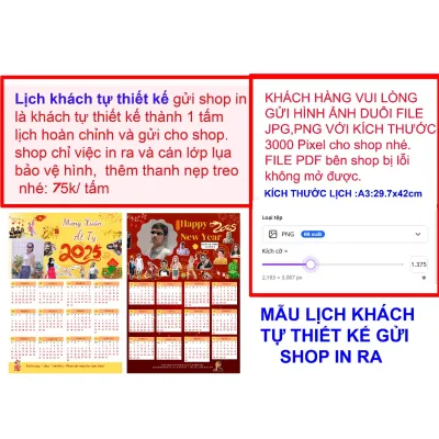 Lịch 2026 Treo tường In hình theo yêu cầu A3 (HỎA TỐC)