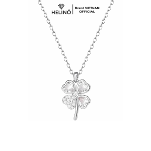 Dây chuyền bạc nữ HELINO Cỏ Bốn Lá Đính Đá Trái Tim Trang sức lấp lánh C59