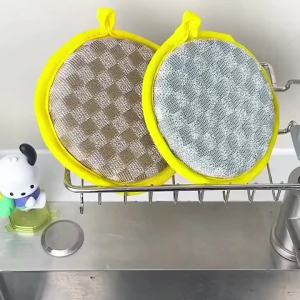 Spons Cuci Piring Tebal Bulat Penyerap Minyak Pembersih Panci Ajaib Pad Penggosok Rumah Tangga Khusus Versi Tebal Dua Sisi yang Ditingkatkan Pembantu Cuci Piring