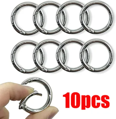 10Pcs/lot Metal O Ring Spring Clasps Openable Round Carabiner Keychain Bag Clips Hook Dog Chain Buckles Connector For DIY Jewelry