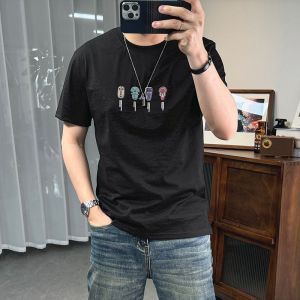 ✅ Cotton and Linen Short Sleeve T Mens Printed Youth Round Neck Slim Fit Thin T-Shirt .C