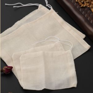 JKDESIGN Food Grade Reusable Unbleached Tea Filter Portable Sachet Bag Drawstring Bags Muslin Bag Cotton Pouch