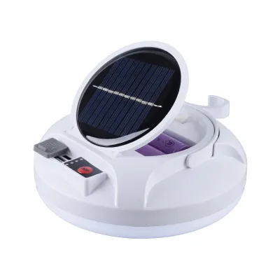 DingDian Solar Stall Light Dual 18650 Batteries 3 Modes LED+Solar Power Bank IP65 Waterproof for Outdoor/Camping/Garage
