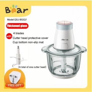 Ban Đầu Gấu 2L Máy xay thịt thủy tinh nhà máy chặt thịt điện đa chức năng hai lớp 4 lưỡi thịt nhồi máy