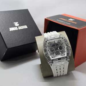 Box Exclusive Jam Tangan Jonas Jasmin Belimbing Case Transparant SV-563UAA / Jam Tangan Fashion Pria Tali Rubber Diameter 46cm