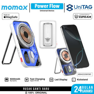 MOMAX Powerbank Gundam 1-Power Flow Magsafe CCC 5000mAh Wireless 15W PD 20W Fast Charging Kickstand