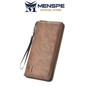 MENSPE Mens Long Wallet Retro Soft PU Wallet Multi-Functional Large Capacity Purse Multi-Card Position ID Credit Cards Holders Coins Pouch Casual Long Coin Purse Handbag