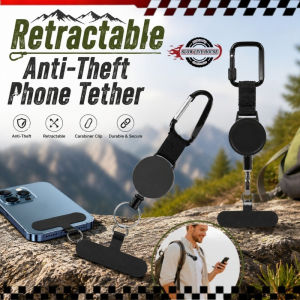 Retractable Anti-Theft Phone Tether Outdoor Anti-Drop & Anti-Theft Steel Line Phone Lanyard Adjustable Durable Locking Carabiner for Outdoor Skiing Hiking Climbing