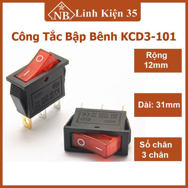 Công tắc bập bênh KCD3-101 16A/250V dùng trong ổ điện (có đèn) | Lazada.vn