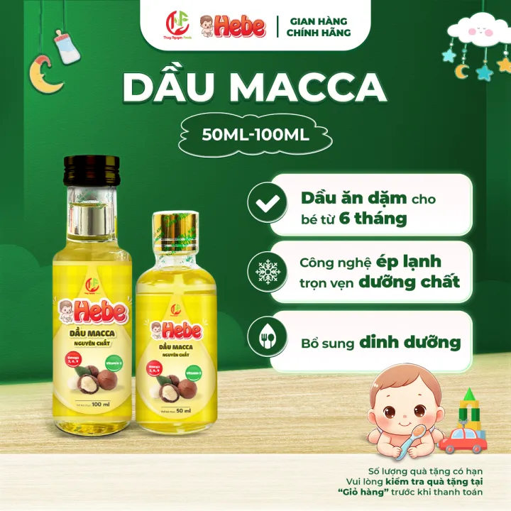 Dầu Macca Hebe Ăn Dặm 100% ép lạnh nguyên chất 50ml - 100ml