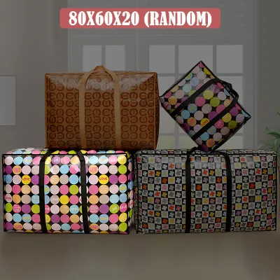 Thickened Plastic Moving Bag Zipper Laundry Organizer Blanket Clothes Storage Beg Guni Tebal 编织袋