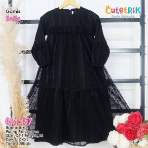 (1 tahun s.d Dewasa) GM 157 Baju Muslim Gamis Formal Pesta Lebaran Hitam Anak Remaja Dewasa Cutetrik Halla Brukat Black Dress / Mondok Pesantren / Umroh / Manasik Haji