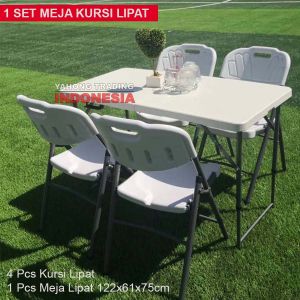1 SET Meja Lipat Kursi Lipat Portable Meja Makan Belajar Laptop 122cm SUNC TOOLS