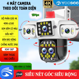 Camera IP Wifi YooSee PTZ 4 MẮT 18MPX 4K(4096x2160) Xem 3 Màn Hình Cùng Lúc Zoom 15X Chống Nước Xem Đêm Có Màu Góc Siêu Rộng (cam hopeway là cam 3 mắt ở phần phân loại hàng)