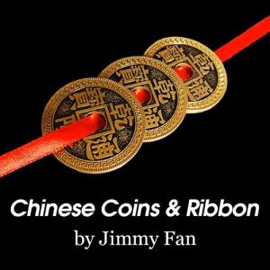 Chinese Coins and Ribbon Jimmy Fan Classic Coin Magic Tricks Illusions Close up Magic Charming Chinese Challenge Copy Coin Fun2026