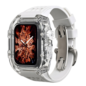 Case + Strap Mod Kit Case Set for apple watch series 9 8 7 6 5 44mm 45mm Luxury Rubber Transparent Cover for apple watch Alloy Watch Accessories
