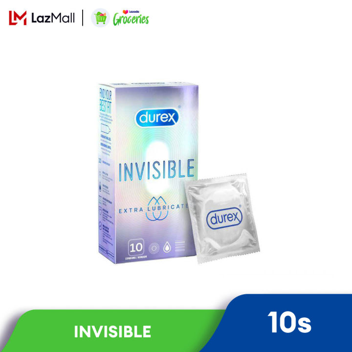 Durex Invisible Extra Lubricated Condoms 10's [For man] Thinnest Extra  Lubricant, Regular size 52mm (Safety & Protection)
