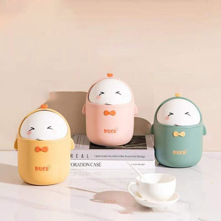 【YIDEA HONGKONG】Mini Desktop Trash Can With Lid, Portable Cute Cartoon ...