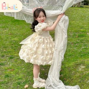 Gaun Anak Perempuan Manis Lucu Gaya Korea Lengan Pendek Gaun Putri Pakaian Anak Perempuan Gaun Pesta Rok BLOSSOM 1-7 TAHUN Pakaian Anak-anak