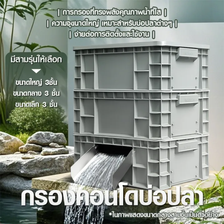 Bonetar ชุดกรองบ่อปลา 3 ชั้น คอนโดกรองน้ำ ทนทานต่อแสงแดด