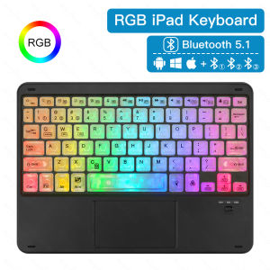 GOOJODOQ Bluetooth Wireless Keyboard Clear Crystal RGB LED With Touchpad English For Phone For iPad Pro Air for Xiaomi Huawei Android Windows