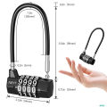 ORIA 4 Digit Combination Padlock, 5mm Width Flexible Cable Lock, Long Shackle Padlocks, Updated Safety Resettable Lock for Gym Locker, Toolbox, Closet, Luggage, Cabinet, Outdoor(Ready Stock). 