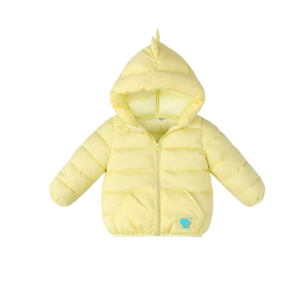 LJMOFA Hooded Coat for Kids 2-8 Yrs Cute Dinosaur Pattern Warmth Jacket for Kids