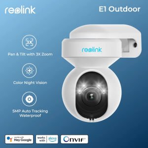 Reolink E1 Outdoor Auto Tracking SpotLight 5MP PTZ WiFi 2.4/5GHz Outdoor Camera 3X Optical Zoom 2-Way Color Night Vision