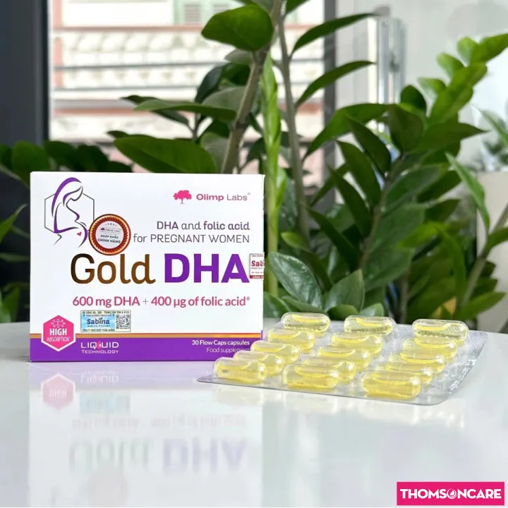 Chela Gold DHA - Bổ sung Axit Folic và DHA từ dầu cá cho bà bầu - giúp não bộ thai nhi phát triển tốt - Hộp 30 viên