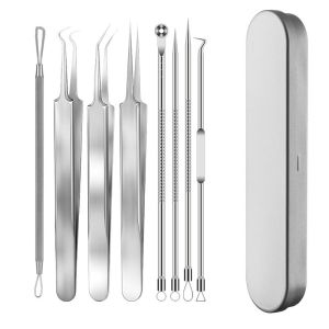 CPY 8 Pieces Blackhead Removal Tool Kit Acne Pimple Extractor Makeup Needles Squeezing Cleaning Tool