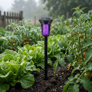 Solar Bug Zapper Outdoor Waterproof IP67 Electric Mosquito Killer Lamp Cordless UV Fly Insect Trap Auto Sensor Pathway Lighting For Lawn Backyard 1 Piece Pack