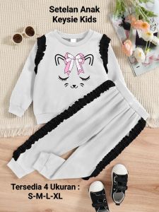 Set Anak Perempuan Model Kerutan Kekinian Terbaru/Set Keysie Kids Ukuran S-M-L-XL/Matt Babyterry