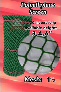 1 1/2 (346 FEET AVAILABLE SIZES) QGR POLYETHYLENE SCREEN (GREEN) 30 METERS / CHICKEN SCREEN