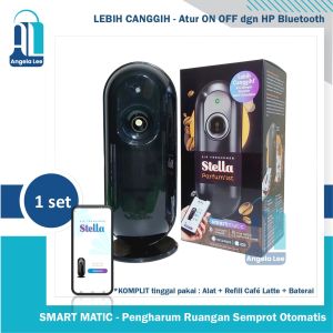 Dispenser Parfum Pengharum Ruangan Otomatis Stella Smart Matic Bluetooth HP Caffe Latte Kopi Hitam