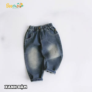 BE306 Quần Jean trơn basic form rộng cá tính cho bé trai phong cách BEEMO