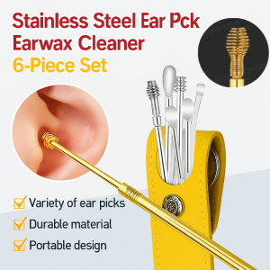 6-Piece Ear Cleaning Kit Spiral Ear Wax Remover Tool Set Safe Gentle Ear Pick With Storage Case