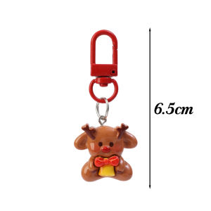 【On Sale】6Pcs Resin Cartoon Christmas Santa Elk SnowMan Tree KeyChain Cute Present for Kids