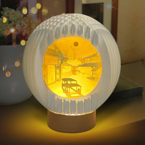 Nhà Máy Bán Hàng Trực Tiếp Quà Tặng Sáng Tạo Nổi Tiếng Trên Mạng Đèn Bầu Không Khí Hình Cầu Có Thể Tháo Rời Ba Chiều DIY Đèn Hành Tinh Khắc Giấy Thủ Công