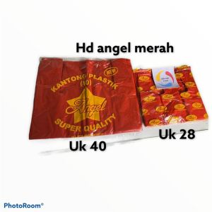 KANTONG PLASTIK/KANTONG KRESEK HD MERAH UK 28 40 BESAR ANGEL 405 GRAM