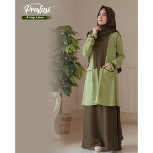 Baju Set Muslim Elbina plus Outer Bahan Ity Premium Size S M L XL