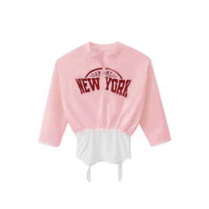 เสื้อครอป สีพื้นแขนยาว คอกลม เซ็ต2ชิ้น(ติดกัน) พิมพ์ลาย เสื้อตัวในเป็นสายเดี่ยวสีขาว สม็อคชายเสื้อยางยืด เสื้อยืดแขนยาวผู้หญิง #0224