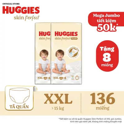 [30.7 QUÀ TẶNG ĐH 699K] Combo 2 Tã quần Huggies Skin Perfect XXL size Mega Jumbo 64+4 miếng - Nhiều phiên bản