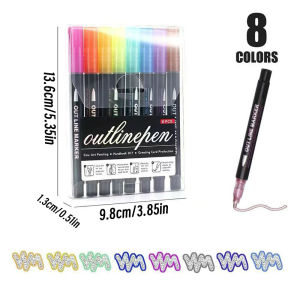 48 Color Outline Marker Pens Metallic Double Line Art Contour Set for Drawing Calligraphy Cards