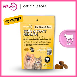 Pet Logic Skin & Coat Health 120g Dog & Cat Treats Supplement Snack : Dog Probiotics Dog Multivitamins Dog Supplements Appetite Booster for Dogs  Puppy Food   Adult Dog Food  for Silky Fur