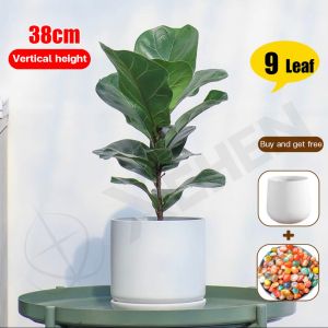 ⭐️6S+ simulation🍃Artificial Plant big size 85/95/105CM High-Quality Tree Garden living home Free stone+flower pot decor Artificial Palm Ficus pandurata Fake ficus lyrata Plant For Indoor House Home Wedding Office Decoration