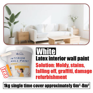 ✨Free brush✨Interior Latex Paint Quick Drying white Anti-Mold indoor outdoor Eco-Friendly Formaldehyde-Free Moisture-proof Crack-resistant Latex Paints Coating wall paint for Home Use