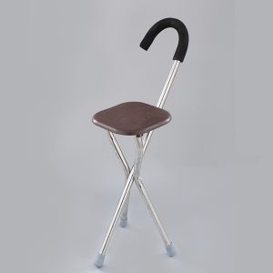 【COD】Stainless Folding Cane With Seat Portable Light Weight Tongkat Kerusi Lipat Stool Crutch Tripod Stick Chair